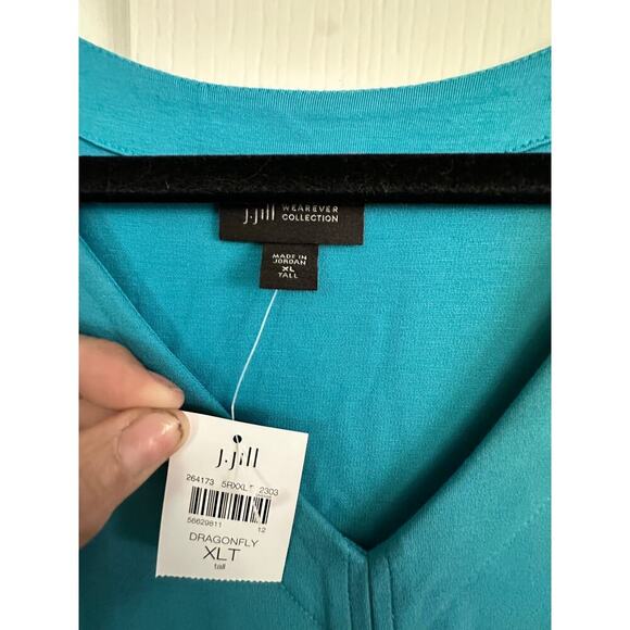 NWT J.Jill Turquoise Stretch Lagenlook Lounge Shift Tunic Maxi Dress Size XLT - Picture 3 of 9